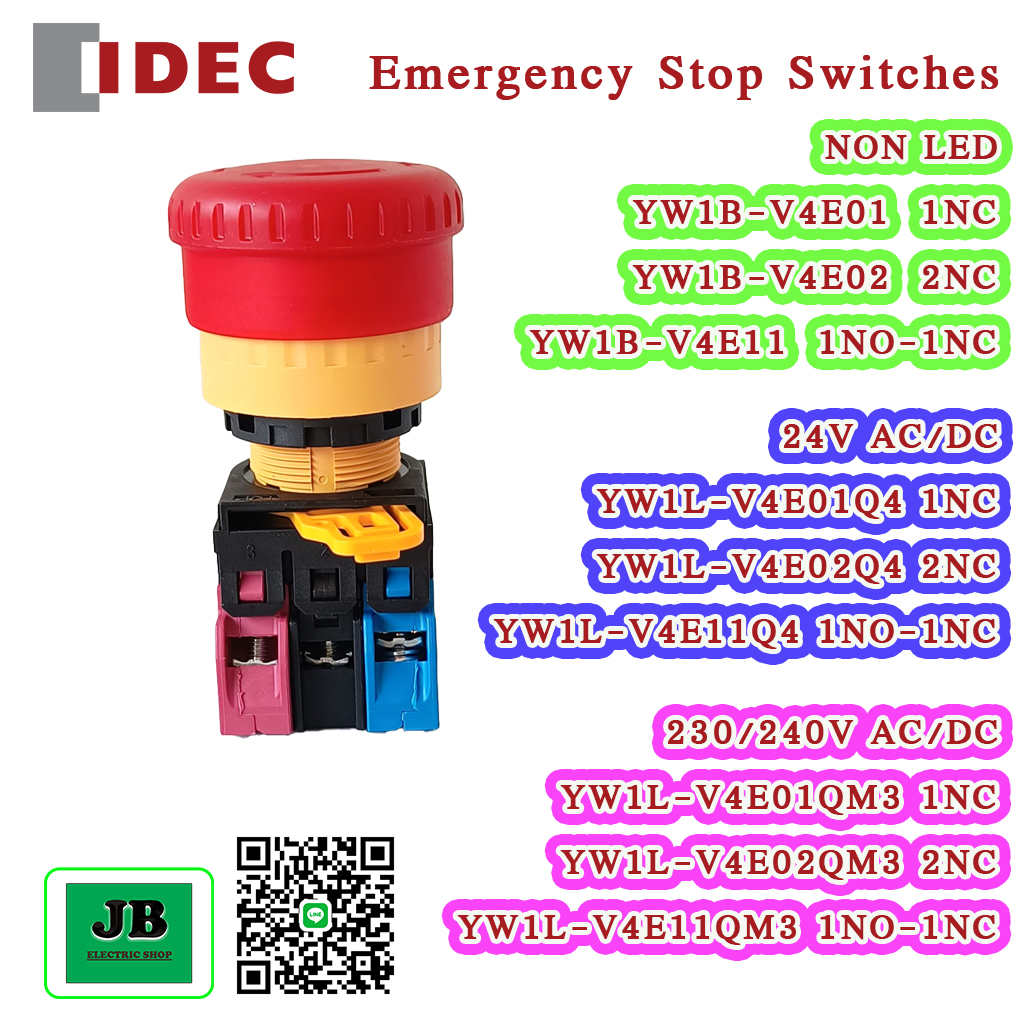 Idec Emergency Stop Switch สวิทช์ปุ่มกดฉุกเฉิน Yw Series 22 Mm