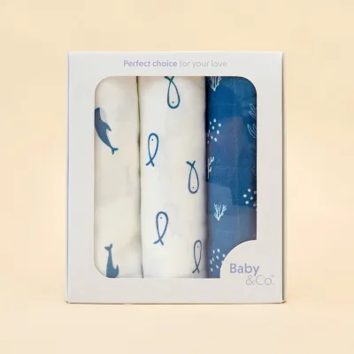 Baby Co. (New Collection) Nursing Cloth ผ้าอ้อมมัสลินคอตตอนขนาด 30 บรรจุ 3 ชิ้น