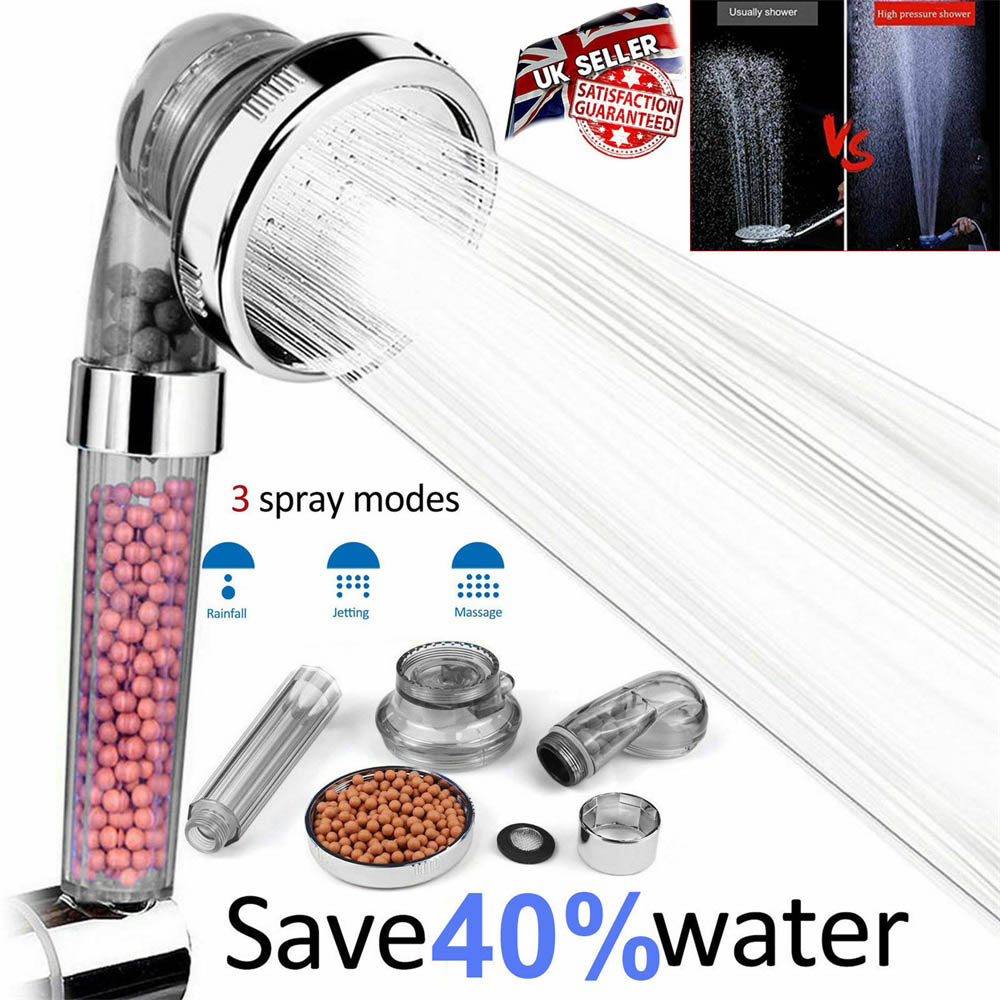 Shower Head 300 High Turbo Pressure 40 Water Saving Laser Ionic with