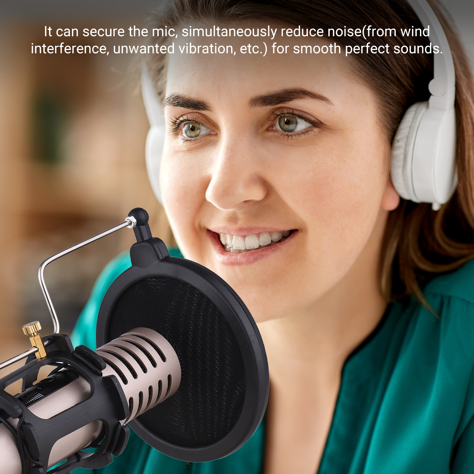 Plastic Microphone Shock Mount Anti-vibration Mic Holder Stand with Pop Filter Universal Screw Adapter for Diameter 2cm-4cm Thin Condenser Microphone