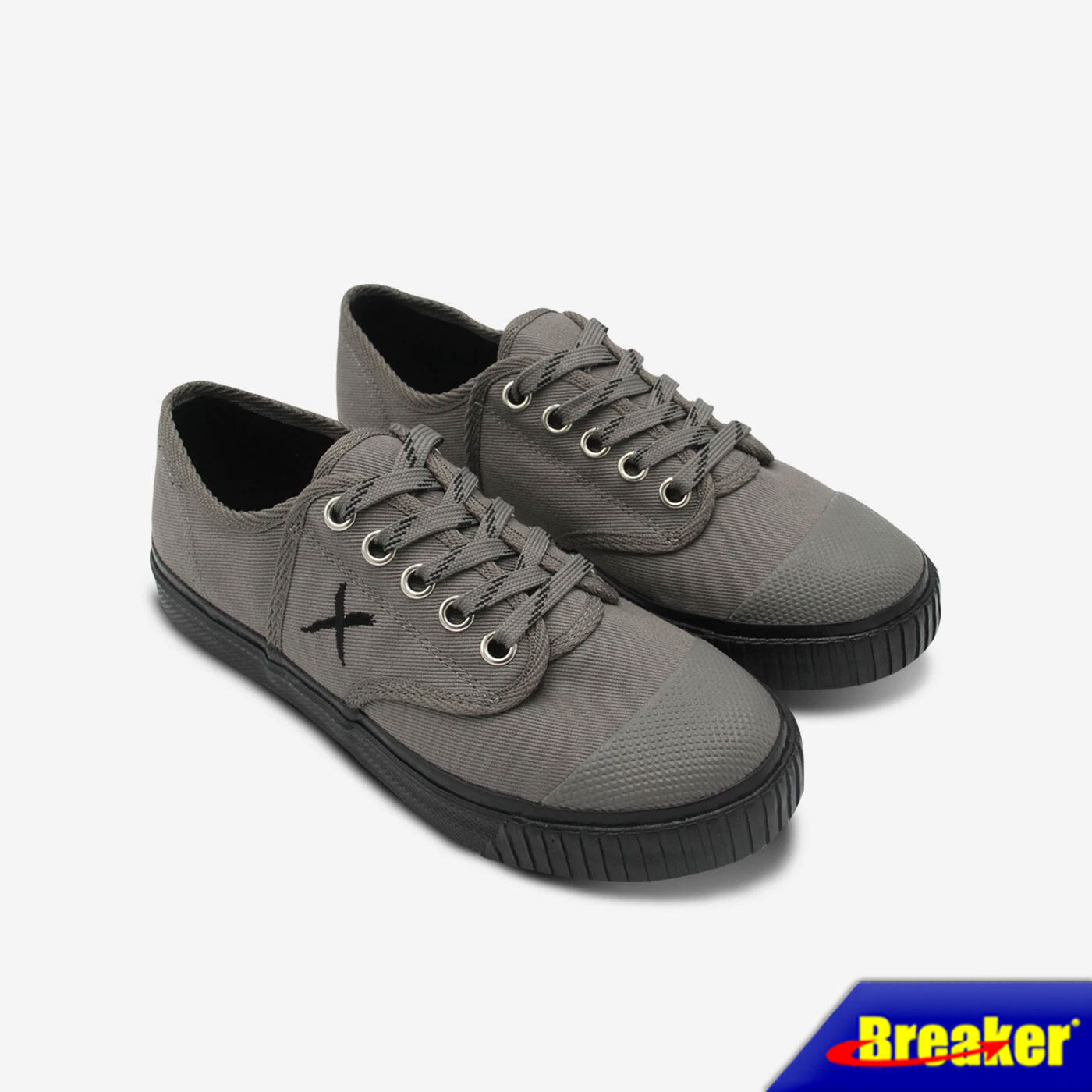 Breaker - X รองเท้าแฟชั่นผู้ชาย รองเท้าผู้ชาย รองเท้าผ้าใบเบรกเกอร์  (BK-X1) สี Gray ใส่ทำงาน ใส่ออกกำลังกายได้สบายเท้า