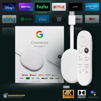 Chromecast with Google TV ( Gen4 ) (รุ่นใหม่) Google Chromecast อุปกรณ์สตรีมมิ่งด้วยรีโมท Cast ได้แม้ไม่มีมือถือ (รับประกัน 3 เดือน)