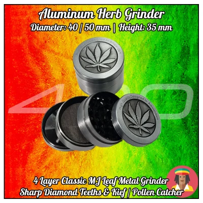 Portable Grinder Metal Herb 40mm or 50mm small self-contain Ship everyday 35 mm Height