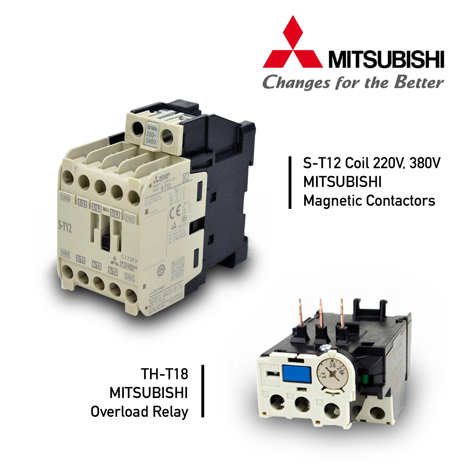 S-T12 MITSUBISHI โอเวอร์โหลดรีเลย์ 9-13A แมกเนติก คอนแทกเตอร์ ST12 ...