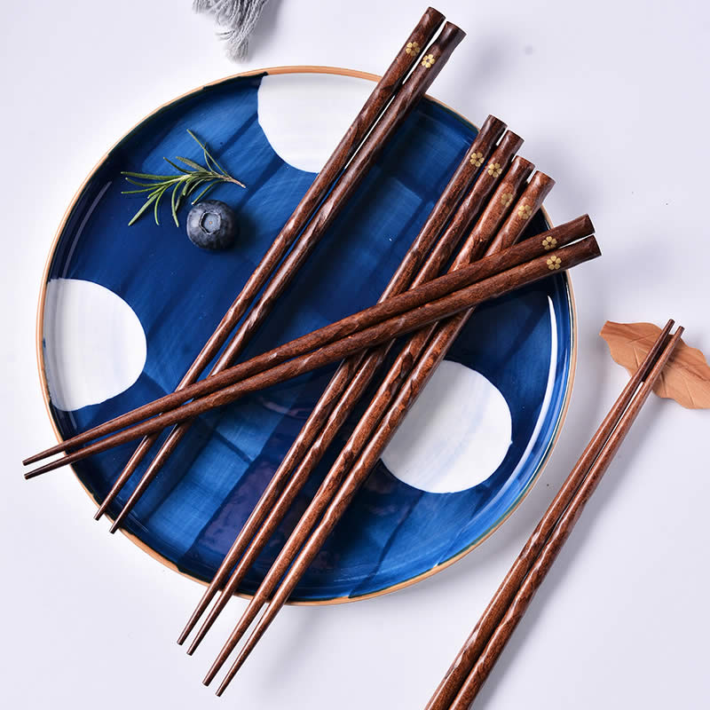 ตะเกียบ ตะเกียบเกาหลี ตะเกียบไม้ ตะเกียบญี่ปุ่น 5 Pairs Natural Wood Chopsticks Reusable Korean Japanese Chopstick Gift Set Dishwasher Safe