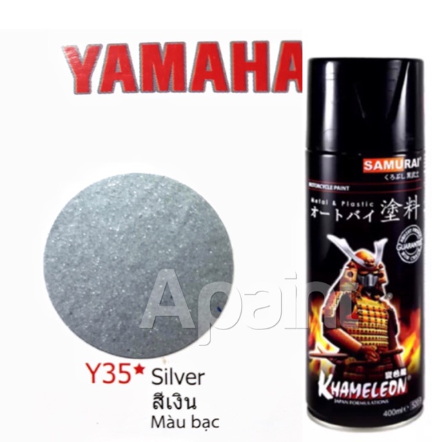 PON สีสเปรย์  เงิน Y35  ซามูไร - Silver Spray Samurai สีเงินสเปรย์ 400ml. สีพ่น  สเปรย์