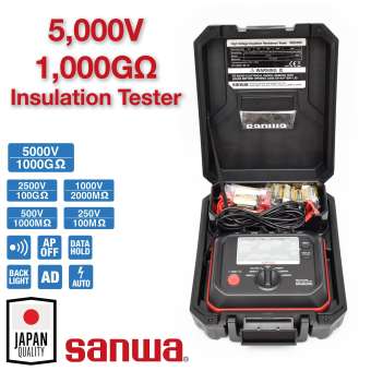 Sanwa เครื่องตรวจวัดความต้านทานฉนวน 5000V/1TΩ รุ่น MG5000