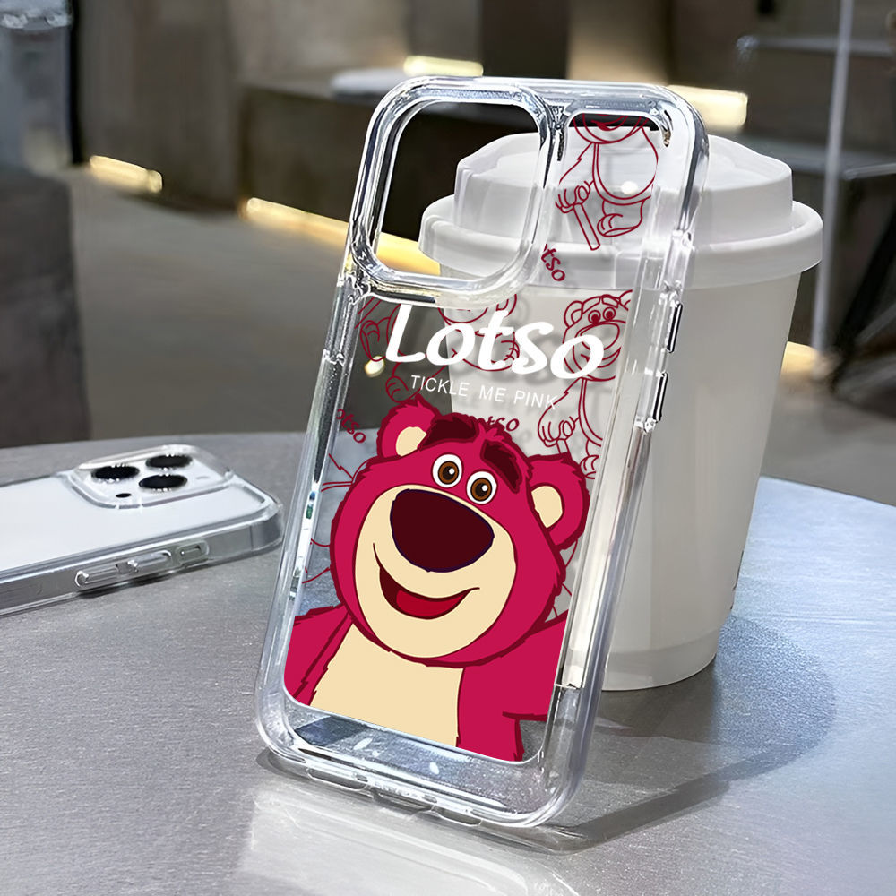 For IPhone 14 Pro Max IPhone Case TPU Soft Case Shockproof Protection Camera Pink Bear Compatible for 13 Pro Max 12