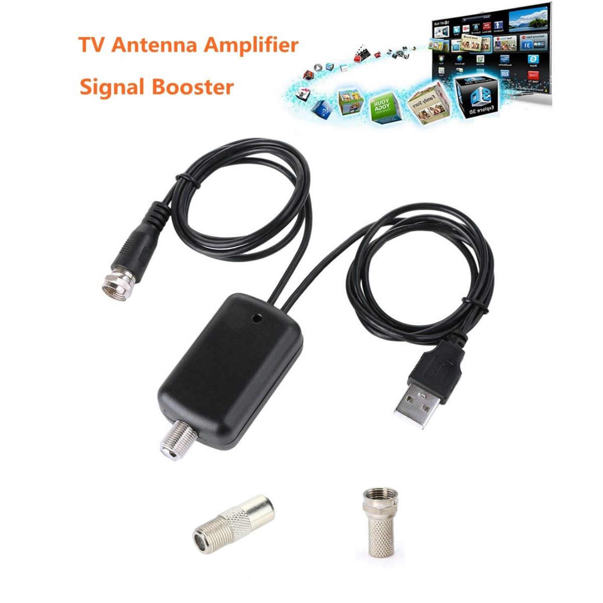 อุปกรณ์ขยายสัญญาณเสาอากาศดิจิตอลทีวี HDTV Antenna Amplifier Signal Booster High Gain Low Noise for TV HDTV Antenna with USB Power Supply   (  ไม่รวมเสาอากาศทีวี  )