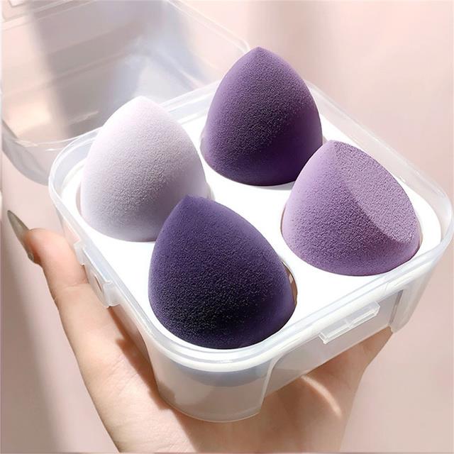 4Pcs Beauty Egg Box Makeup Sponge Set Dry Wet Dual-use Makeup Sponge Powder  Puff Liquid Foundation Women Face Cosmetic Tools