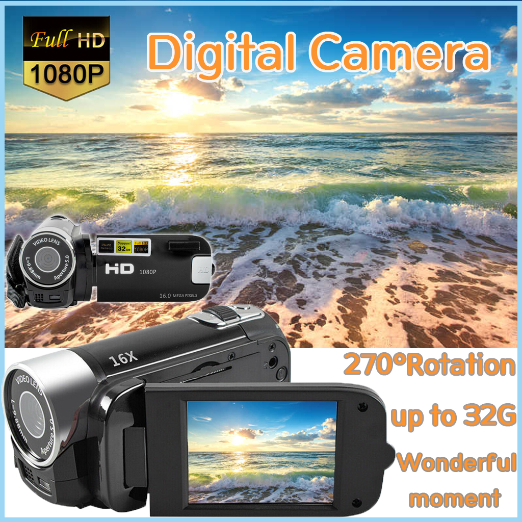กล้องวิดีโอสี กล้องดิจิตอล กล้องวิดีโอ Digital Camera 1080P Video Record Clear Night Vision Anti-shake LED Light Timed Selfie Professional Camcorder High Definition