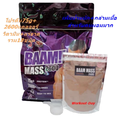เวย์โปรตีน เพิ่มน้ำหนัก BAAM MASS 2600 แบ่งขาย1ปอนด์ เพิ่มแรง เพิ่มน้ำหนัก