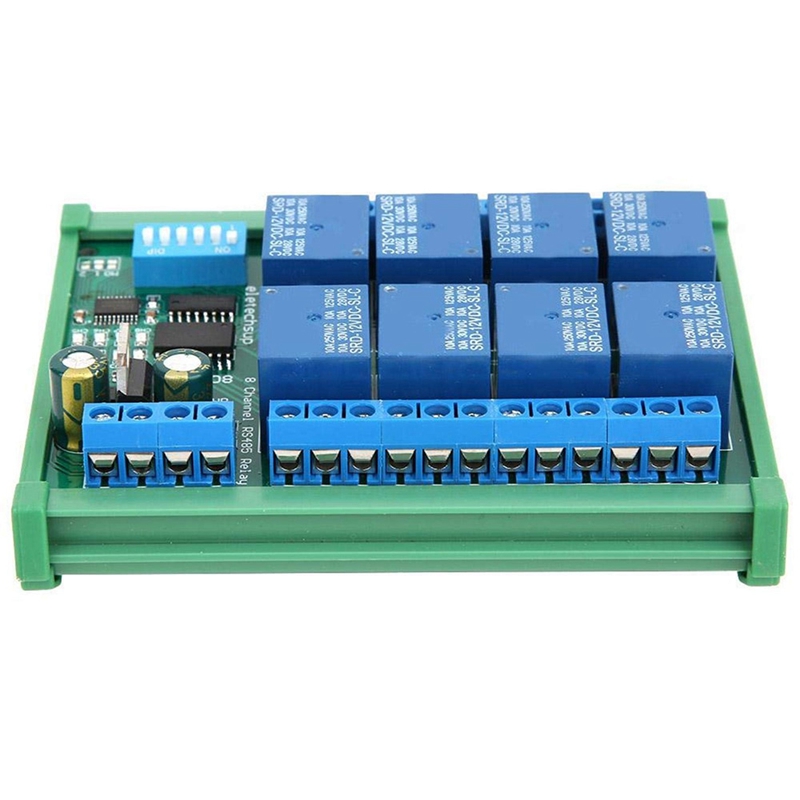 DC 12V 8 Ch RS485 Relay Board Modbus RTU UART Remote Control Switch DIN35 for PLC Control Expansion Module