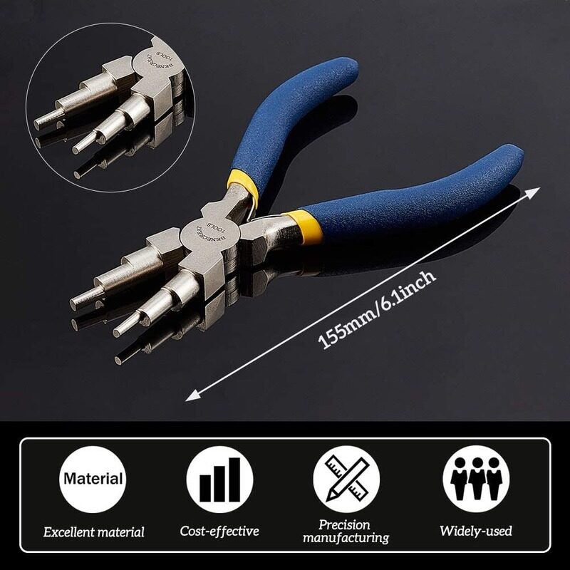 Beebeecraft 1 Set Wire Looping Tools 2pcs Wire Looping Mandrel and 1pc 6 In 1 Bail Making Plier for Jewelry Wire Wrapping and Jump Ring Forming