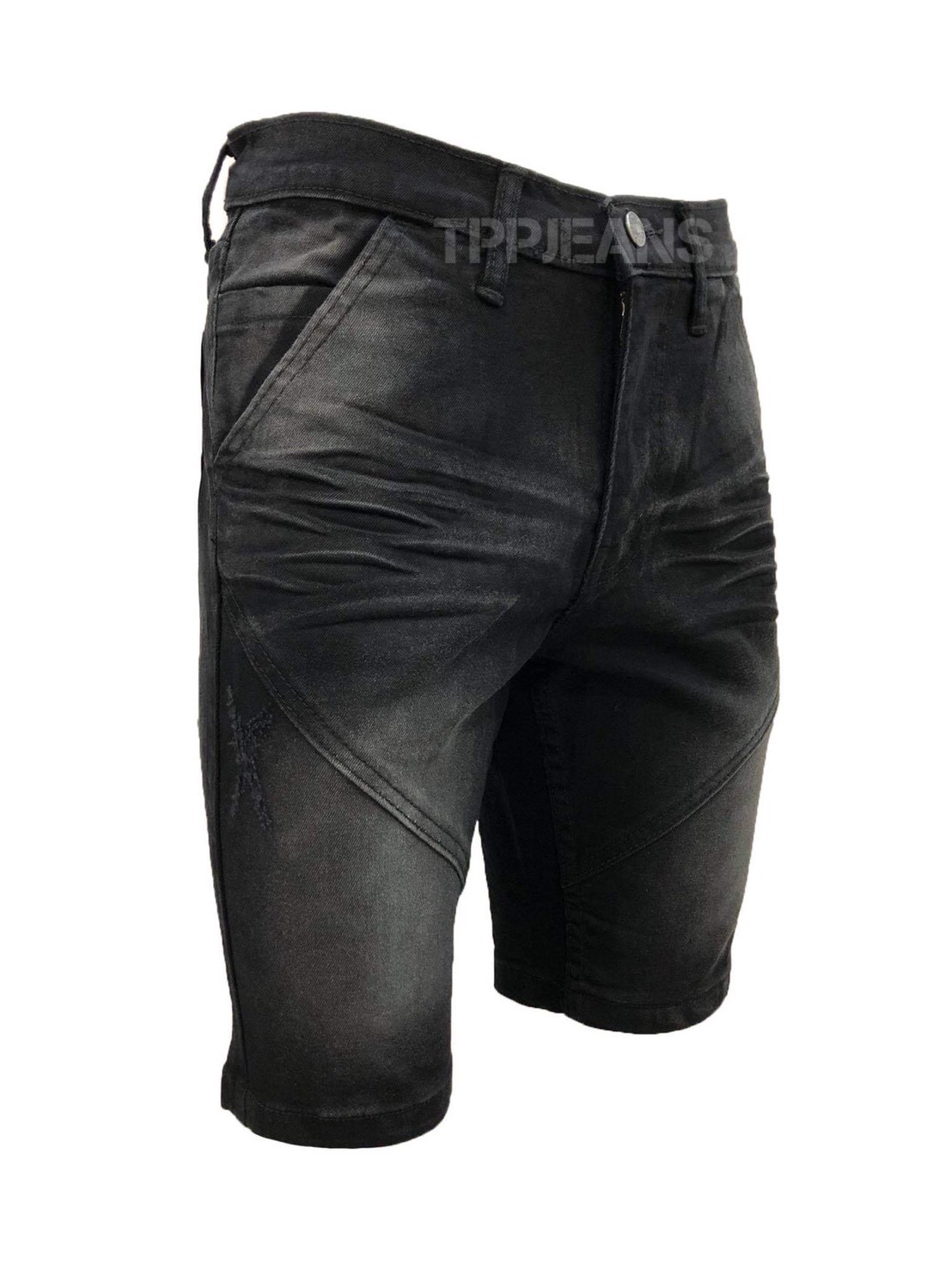 TPPJEANS Hunks Shorts Denim กางเกงยีนส์ขาสั้นชายสีดำฟอก เป้าซิป ผ้ายืด Size 28-42 ความยาวเหนือเข่า19-21นิ้วตามไซส์ รับชำระปลายทาง