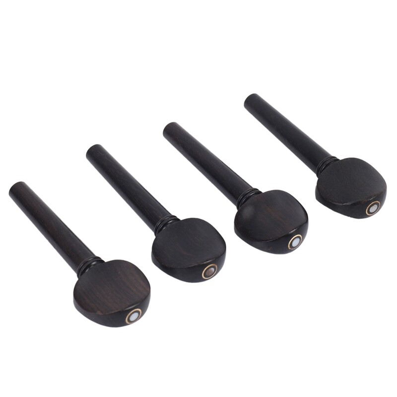 A Natrual ebony wood 4/4 violin accessories Set of 4PCS Pegs, chinrest Chin Rest, End Pin,4PCS Fine Golden Tuners ,Tail...
