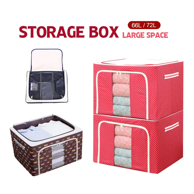 ภาพหน้าปกสินค้ากล่องพับได้ กล่องผ้า พับได้ กล่องอเนกประสงค์ กล่องเก็บของ ผ้ากันน้ำ โครงเหล็กด้านใน ขนาด 66 72 ลิตร Storage Box Large Capacity 01 จากร้าน Baby_MaMa บน Lazada