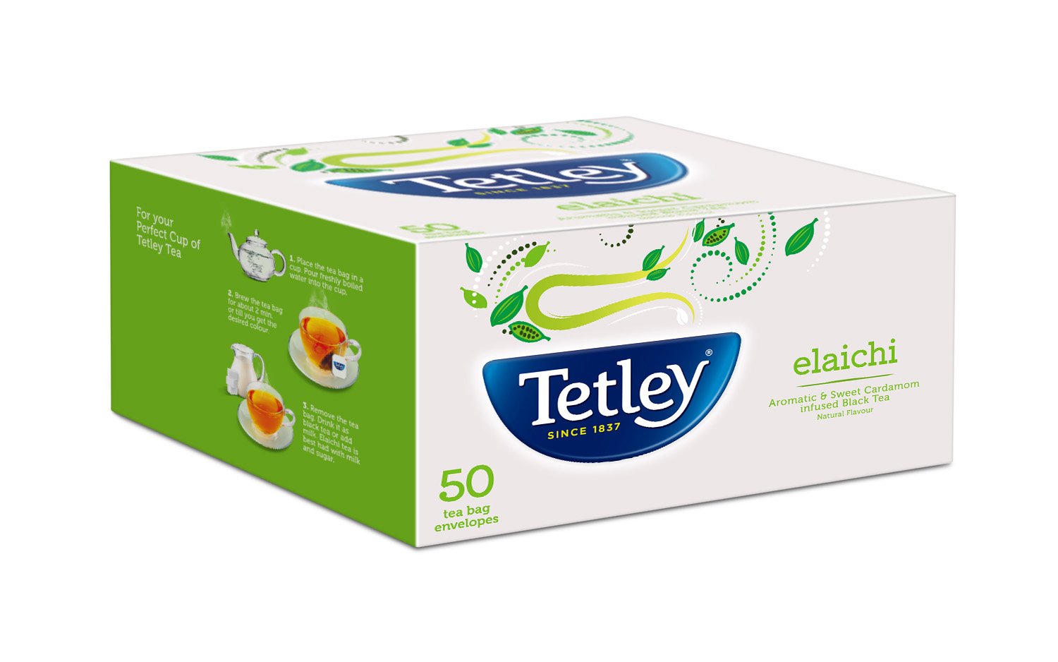 Tata Tetley Tea Bags Elaichi (50 Pouches) ถุงชากระวาน