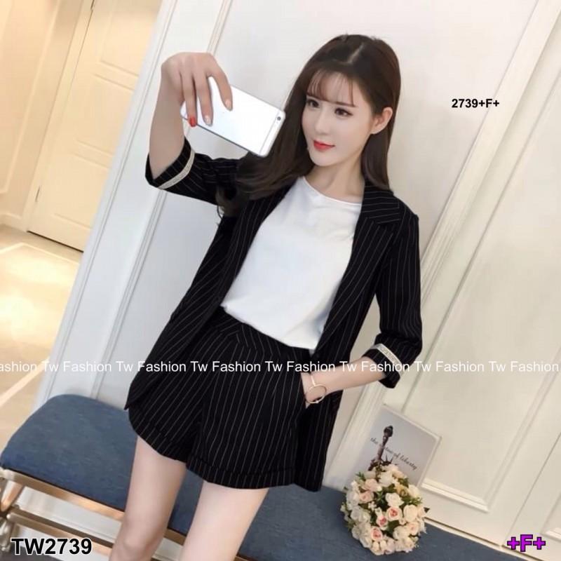TW2739 เซตสูท3ชิ้น ลายริ้ว - Twinsshop - ThaiPick