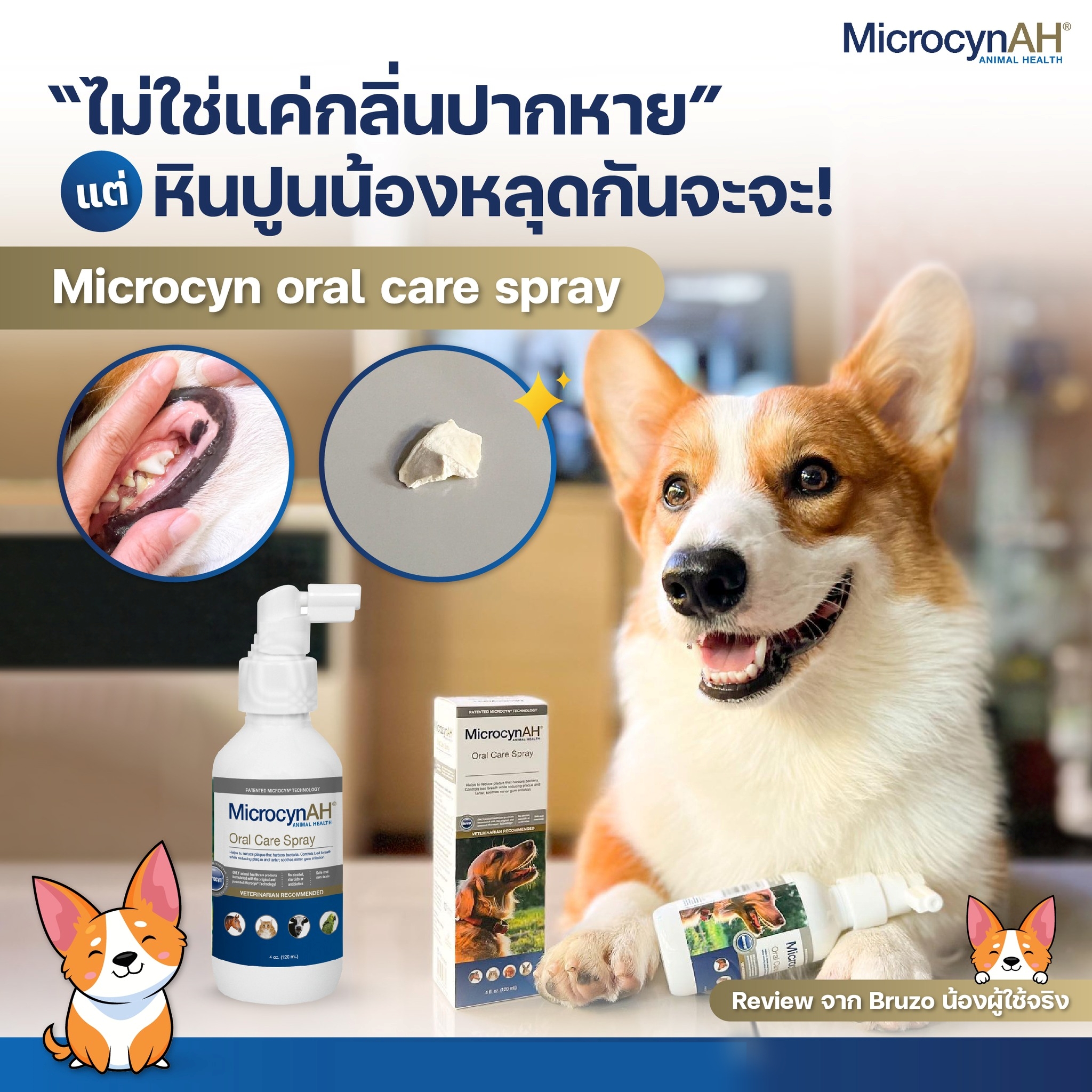 MicrocynAH Oral Care Spray 120mL สเปรย์ทำความสะอาดช่องปาก ลดการสะสมของ