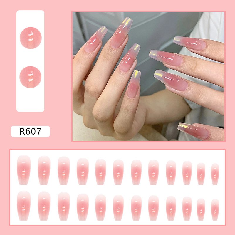 Set 24 móng tay giả kiểu pháp xinh xắn ，Làm móng tay màu trắng lánh