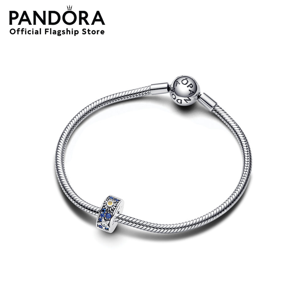 Pandora Celestial sterling silver clip with royal blue crystal night blue  crystal blazing yellow crystal clear cubic zirconia and silicone grip  เครื่องประดับ คลิปชาร์ม ชาร์มเงิน ชาร์มสร้อยข้อมือ ชาร์มแพนดอร่า - PANDORA  - ThaiPick