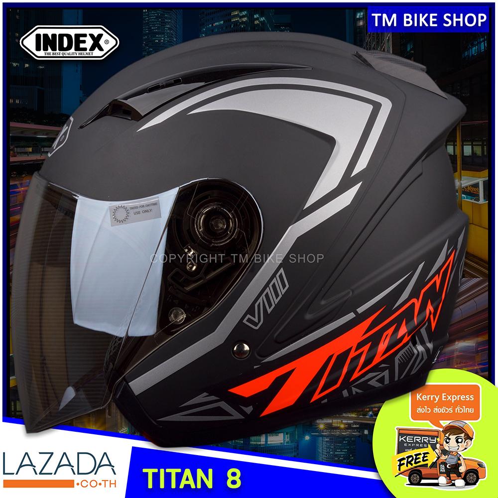 Index หมวกกันน็อค รุ่น Titan 8 NEW รุ่นใหม่ล่าสุด (สีดำด้าน)