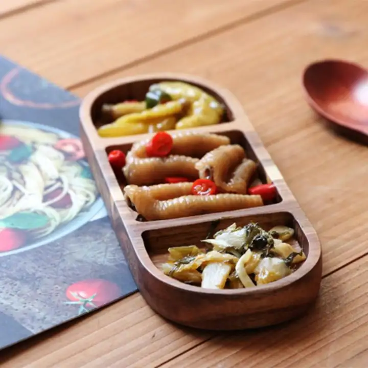 2pcs Wooden Dried Fruit Plate Creative Japanese Storage Tray Sushi
