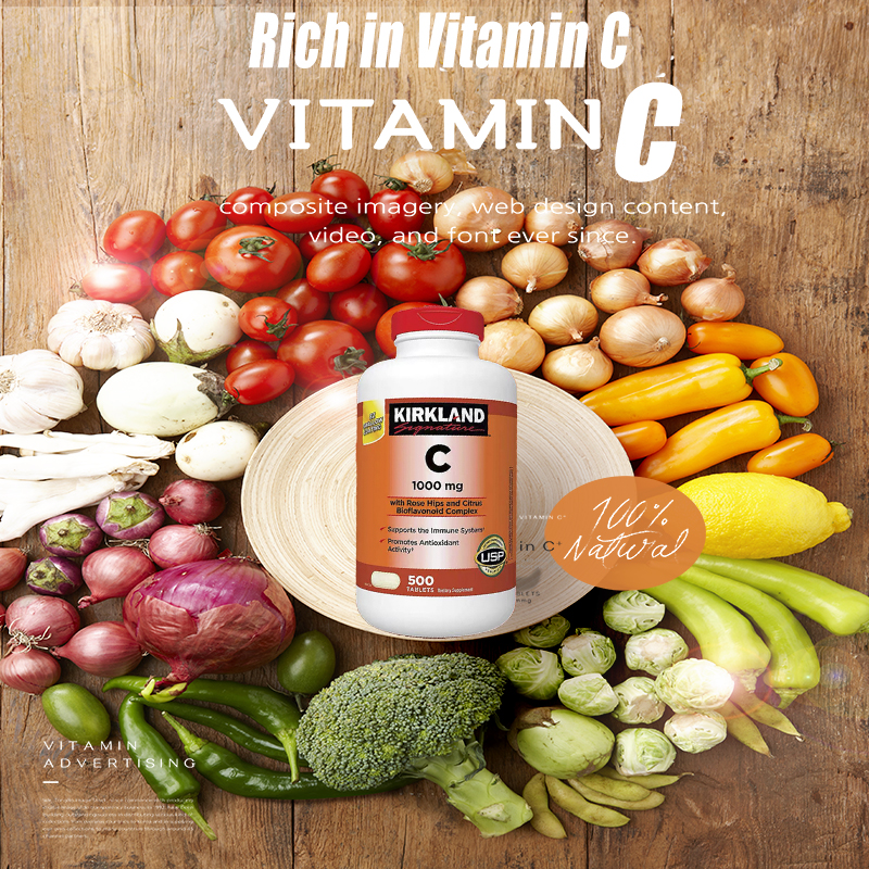 Kirkland Vitamin C 1000 mg จำนวน EXP.03/24 500 Tablets C with Rose Hips