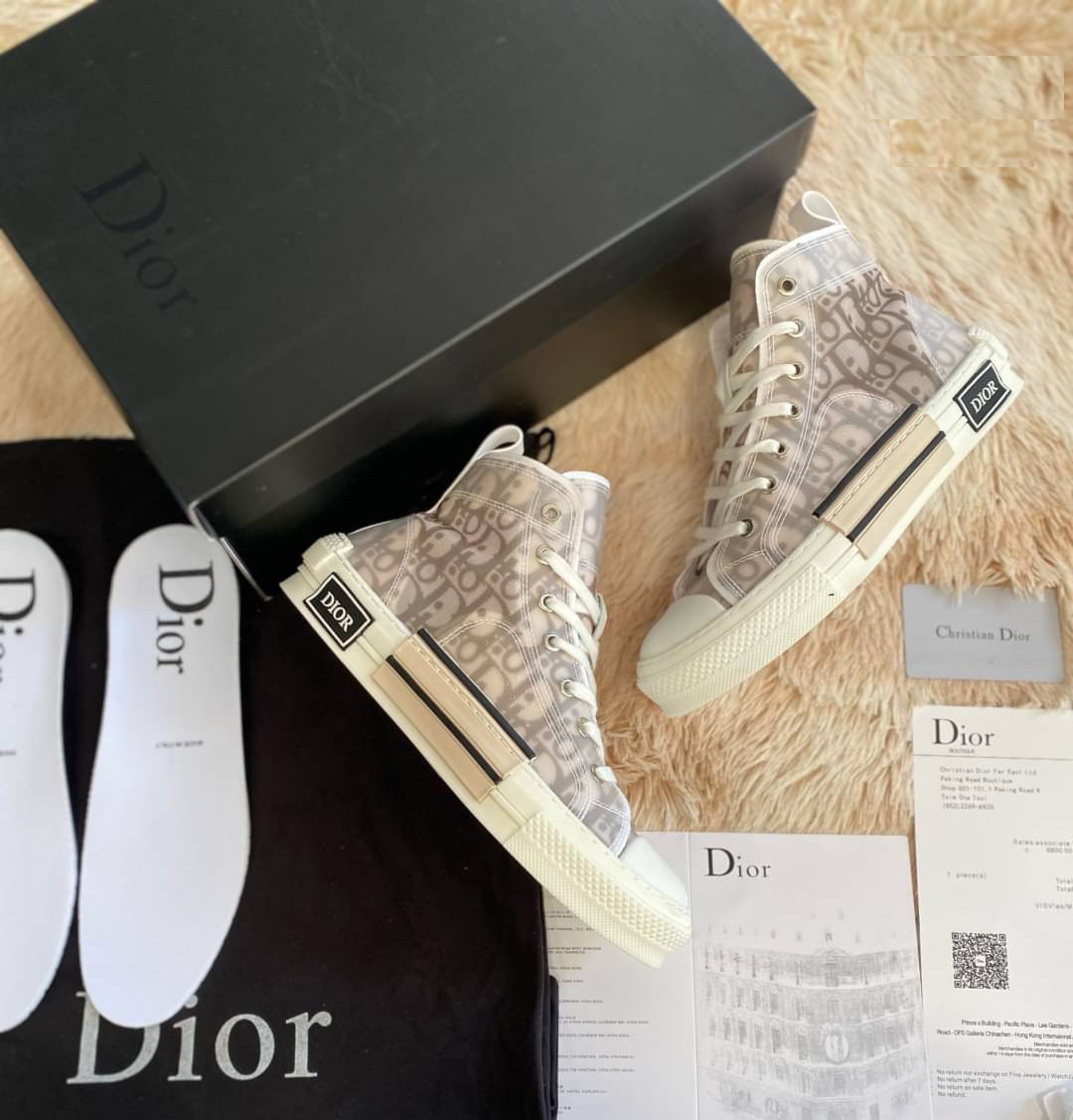 รองเท้าผ้าใบ Dior Oblique B23 สี Brown High Top