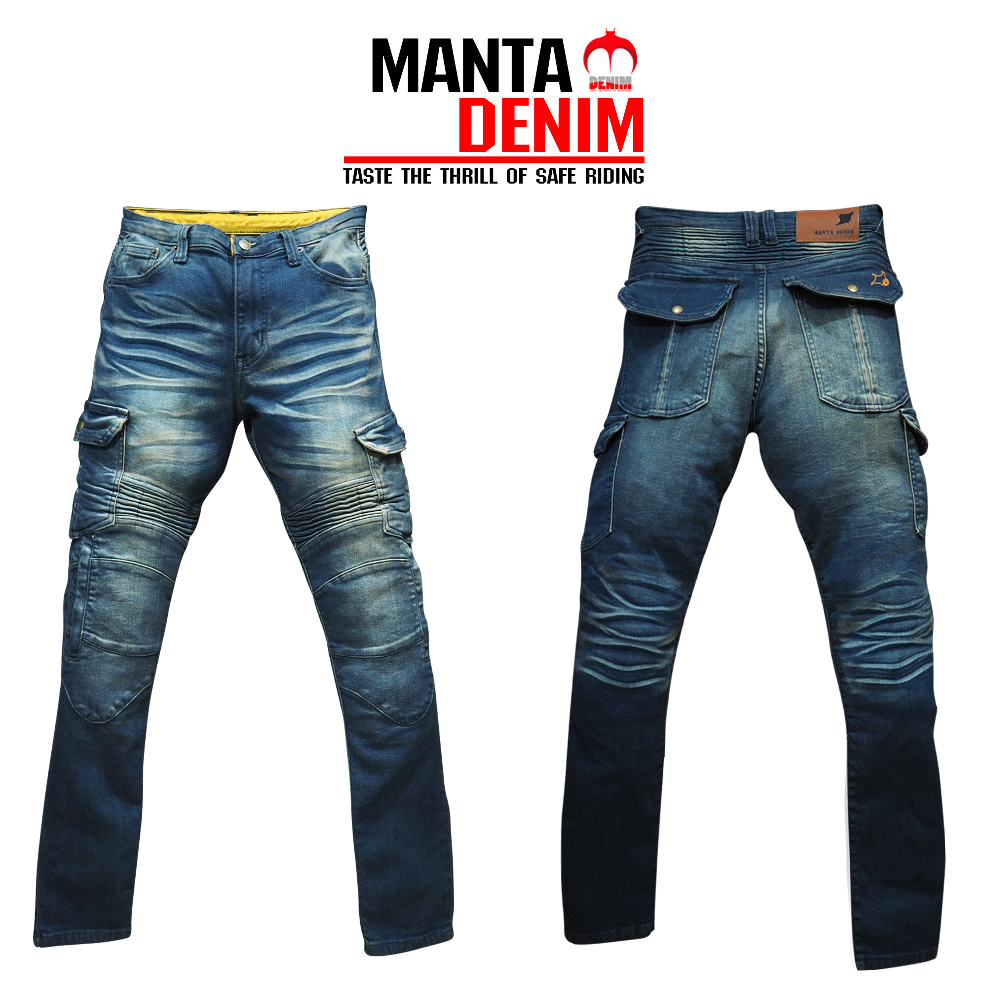 MANTA DENIM กางเกงการ์ด รุ่น SD01 พร้อมการ์ด Ce Level2 ไซส์30-38 กางเกงยีนส์ กางเกงผู้ชาย กางเกงการ์ด Biker กางเกงขี่มอไซต์