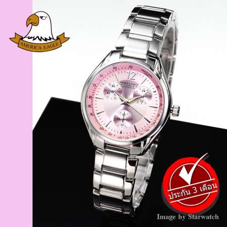 AMERICA EAGLE นาฬิกาข้อมือผู้หญิง สายสแตนเลส รุ่น AE011L - Silver/Pink AMERICA EAGLE นาฬิกาข้อมือผู้หญิง สายสแตนเลส รุ่น AE011L - Silver/Pink