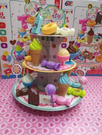Morestech ชั้นขนมหวาน มินิพาสเทล พร้อมอุปกรณ์ครบชุด 44 ชิ้น