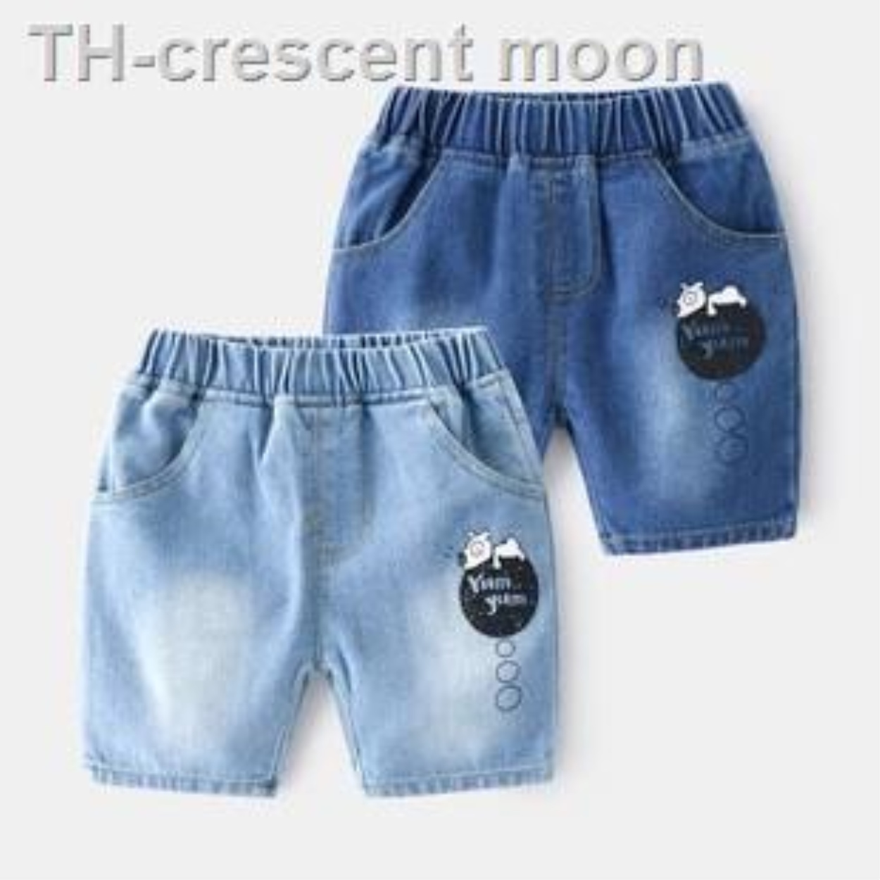 กางเกงยีนส์ขาสั้นของเด็กๆเด็กผู้ชายแบบบาง ใหม่สไตล์เกาหลีฤดูร้อน ผ้าฝ้ายและผ้าลินินกางเกง 5 ส่วนเด็กผู้ชายกางเกงยีนส์x2