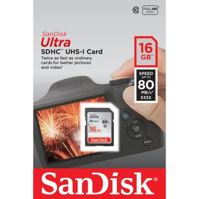 [SD Card 16GB ส่งไว ของแท้ 100%] SanDisk Ultra SD Card 16GB Class 10 Speed 80MB/s