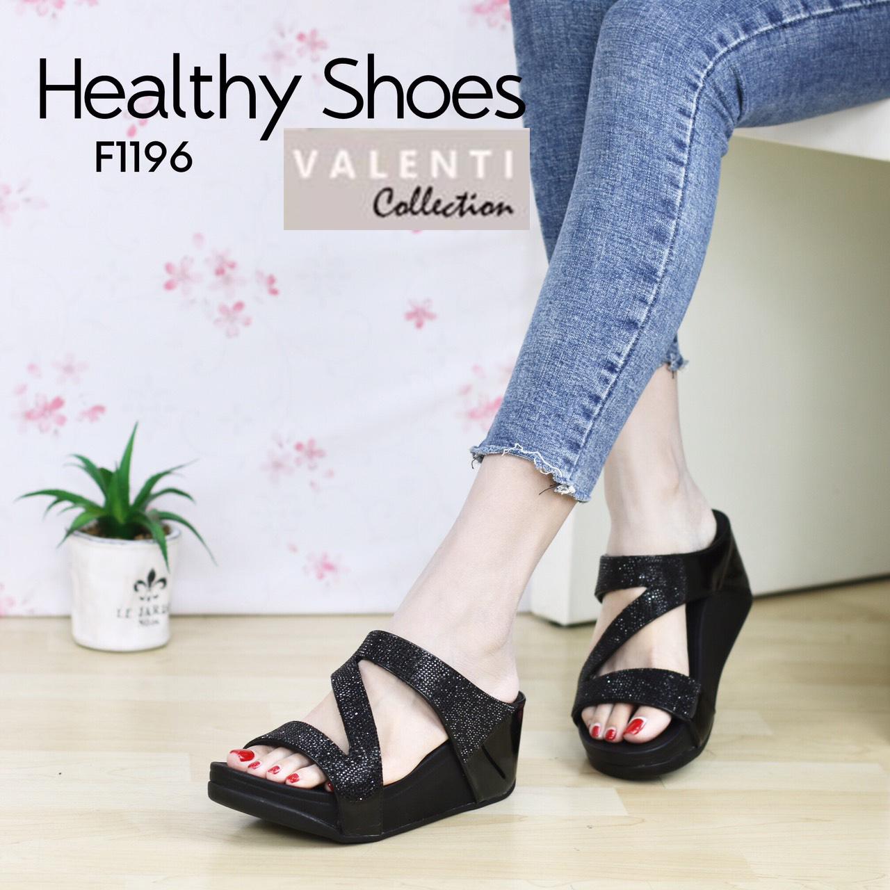 Valenti Collection รองเท้าเพื่อสุขภาพ Health & massage Therapy flipflop นุ่มมาก เบา ใส่สบาย รุ่น F1196 Black (สีดำ)