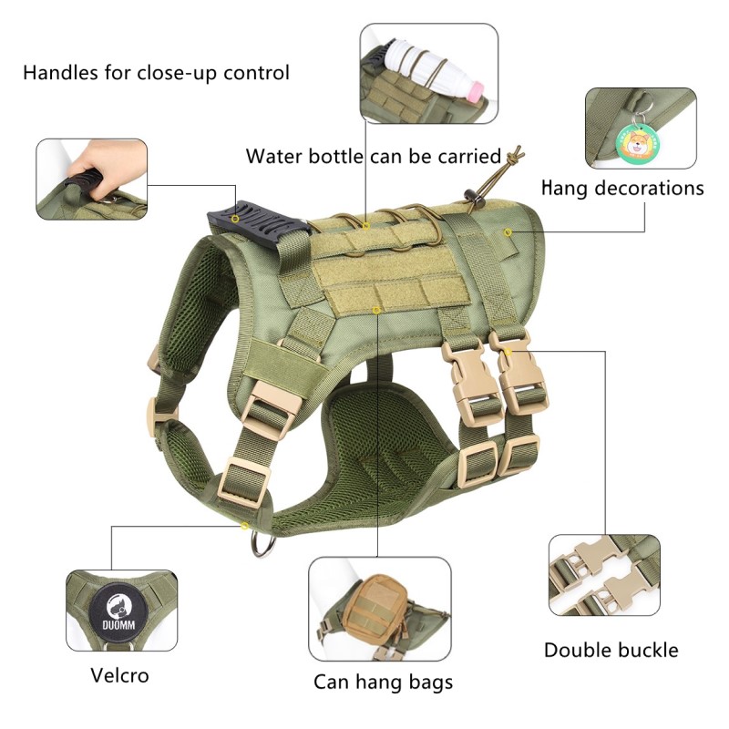 Tactical Large Dog Harness Outdoor Military Training Vest Harness And