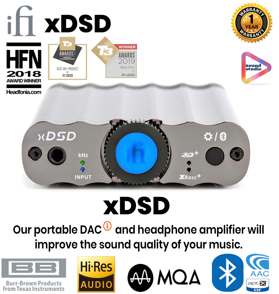 iFi xDSD Portable Bluetooth DAC and Headphone Amplifier - for Smartphones/Tablets/Computers/Digital Audio Players บลูทูธ DAC พกพาสำหรับแอมป์หูฟังจาก iFiAudio (มีประกัน 1 ปี)