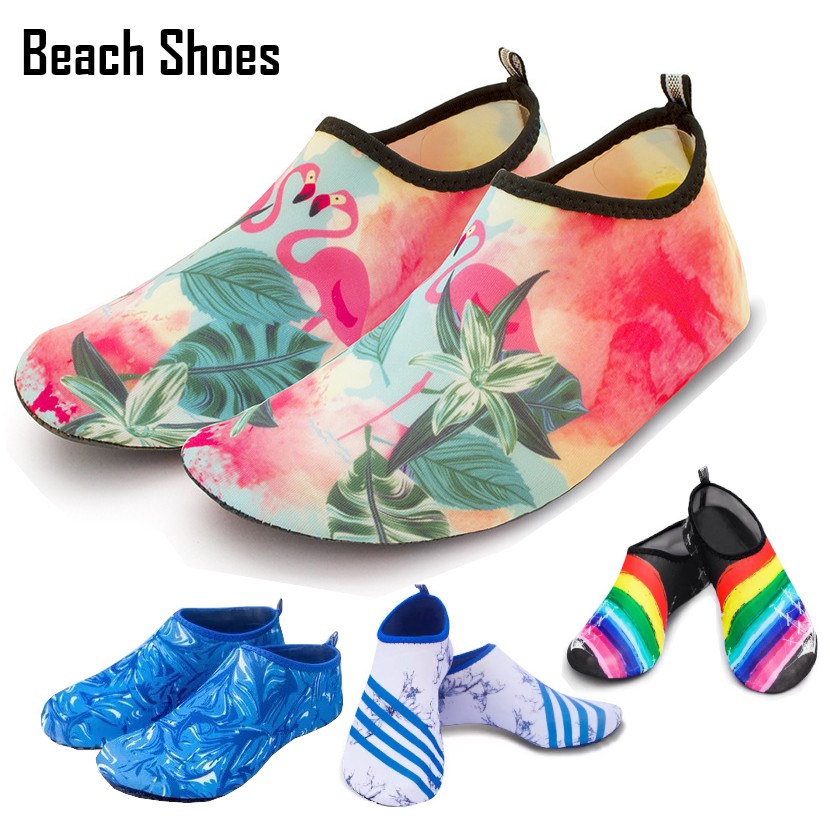 โปรโมชั่น รองเท้าชายหาด รองเท้าลุยน้ำ รองเท้าดำน้ำ กันลื่น แห้งเร็ว Beach Shoes Diving Socks Snorkel Suit#ลายFlamingo ฟรามิง 1 คู่ ราคาถูก