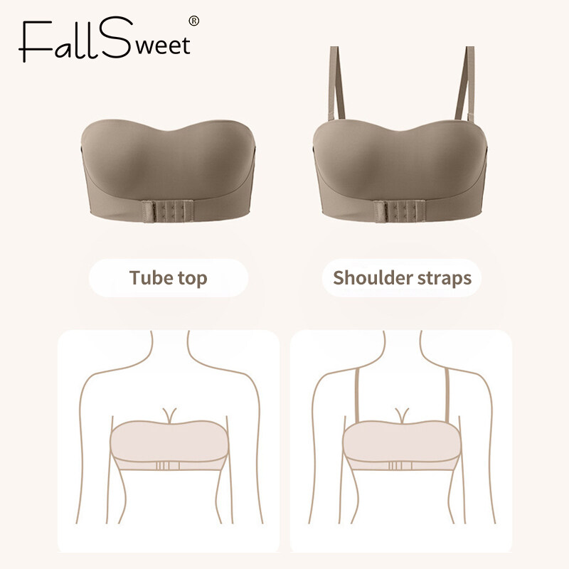 FallSweet Women Front Close Push Up Bra Strapless Full Cup Tube Top No Wire  Underwear One-piece Invisible Wedding Dress Tshirt Bra