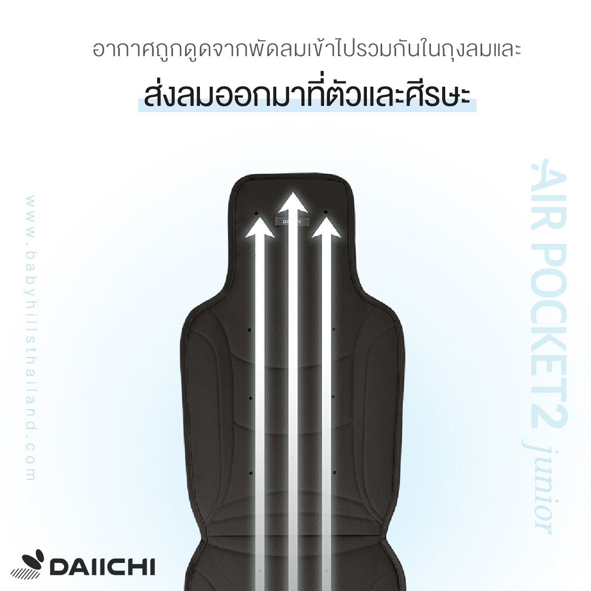 Daiichi เบาะรองนั่งแบบมีพัดลมสำหรับเด็กโต รุ่น Air Pocket 2 Junior