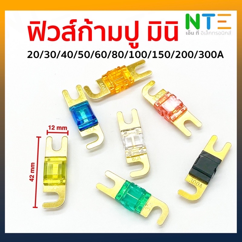 ฟิวส์ก้ามปู มินิ ขนาด 42*12mm. 30A/40A/50A/60A/80A/100A/150A/200A/250A/350A