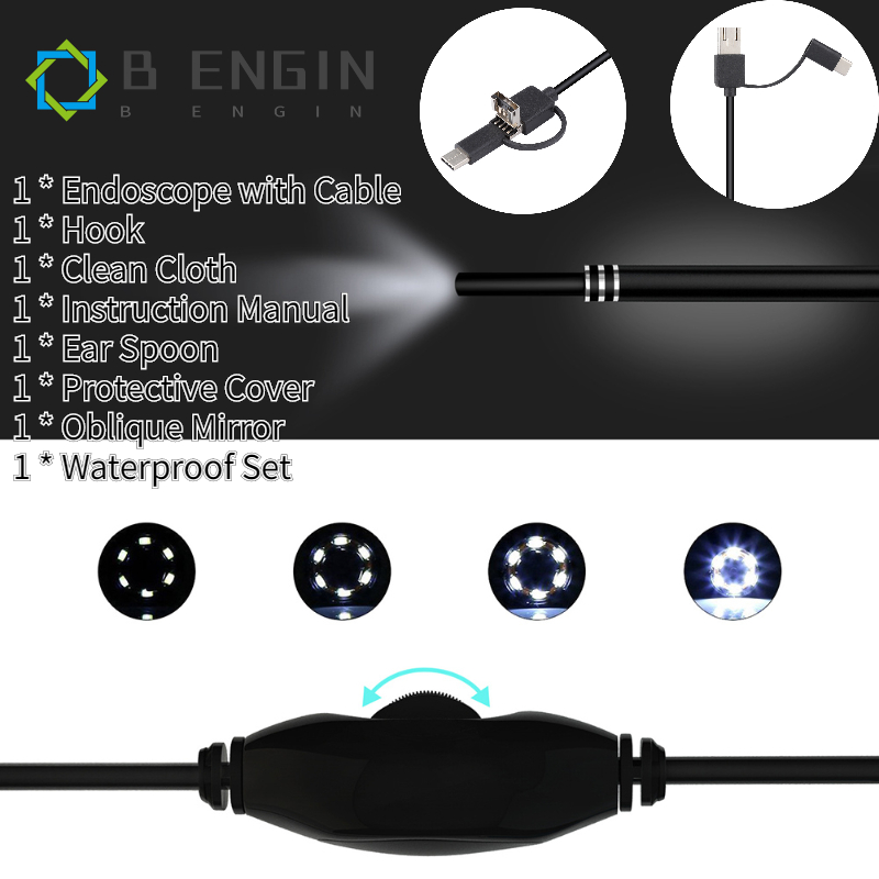 【มีของพร้อมส่ง】COD 3-in-1 Mini Visual Ear Spoon USB HD Endoscope Camera Ear Cleaning Otoscope 5.5mm