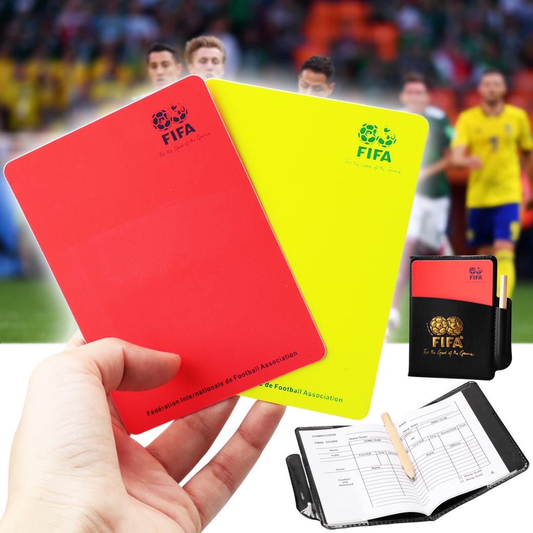 ชุดใบเหลือง ใบแดง Soccer Referee Red Yellow Card พร้อมซองหนังและปากกา ใบเหลือง ผู้ตัดสินฟุตบอล ชุดใบแดง