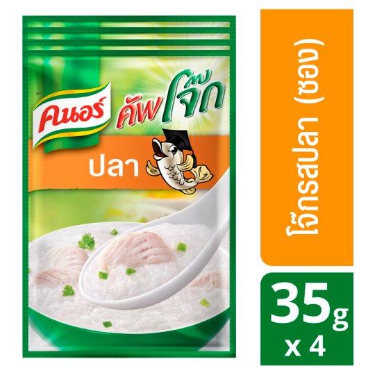 ✨Sale✨ คนอร์ คัพโจ๊ก รสปลา 35กรัม x 4 ซอง Knorr Cup Jok Fish 35g x 4 Sachets