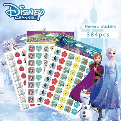 384Pcs Disney Frozen Stickers Princess Scrapbooking Diary Decoration Sofia Mickey Mouse Stitch Bonus Reward Sticker Cute Kid Toy