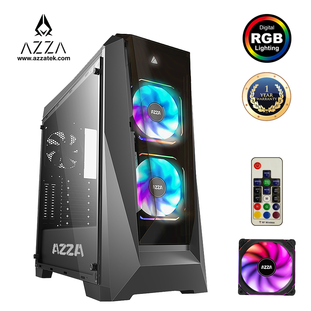 AZZA Mid Tower Tempered Glass ARGB Gaming Case Chroma 410B - Black