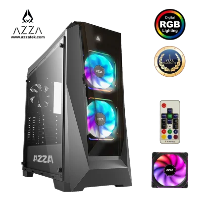 AZZA Mid Tower Tempered Glass RGB Gaming Case Chroma 410B - Black
