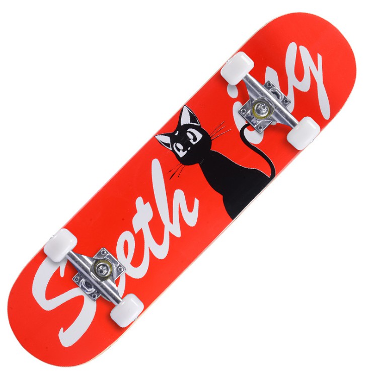 ﺴ□  Skateboard สเก็ตบอร์ดด์สี่ล้อเด็กผู้ใหญ่กระดานยาว 80cm ดูรูปภาพ Unisex การจัดส่งที่รวดเร็ว（ไม่มีอุปกรณ์เสริม）