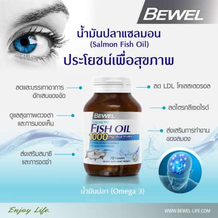 Bewel Salmon Fish Oil 1000 mg 30เม็ด บีเวล น้ำมันปลาแซลมอน